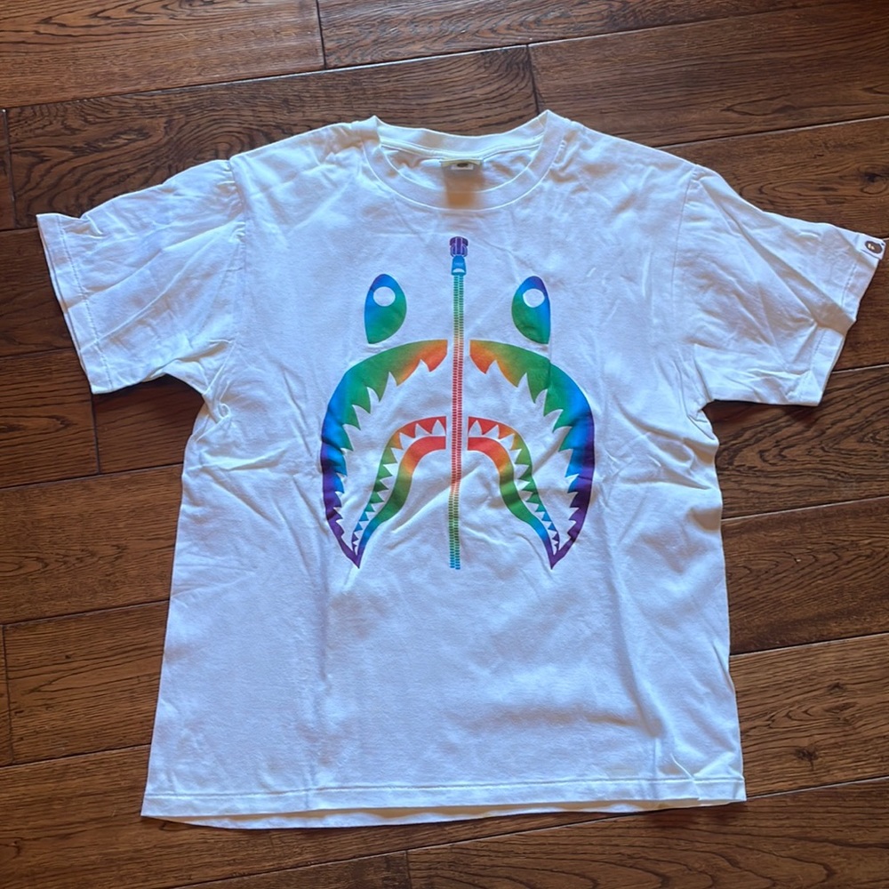 Bathing Ape BAPE Shark Shirt White in Perfect Condition Size Medium